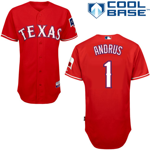 Elvis Andrus #1 MLB Jersey-Texas Rangers Men's Authentic 2014 Alternate 1 Red Cool Base Baseball Jersey